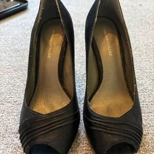 Warehouse Classic Black Peep-Toe Heels